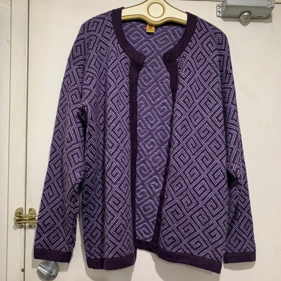 VINTAGE ALPACA KNIT PATTERN SWEATER CARDIGANS SIZE XXL - Picture 2 of 12